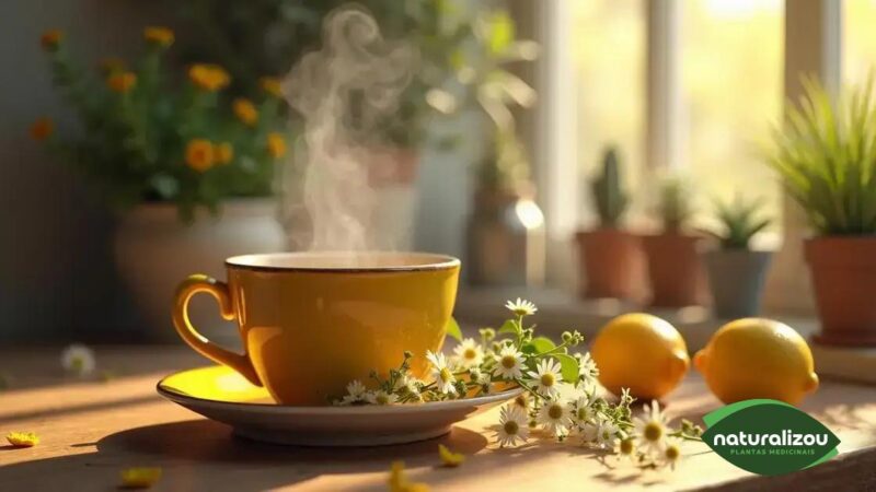 Chá de camomila com erva-cidreira para acalmar e relaxar