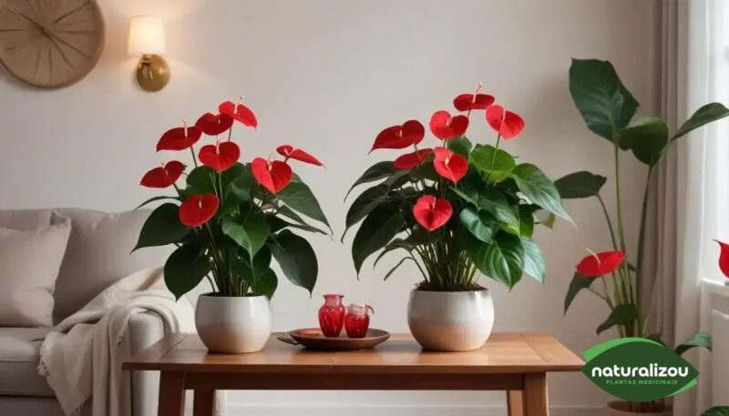 Antúrios vermelhos intensos: Cuidado e Beleza em Sua Casa