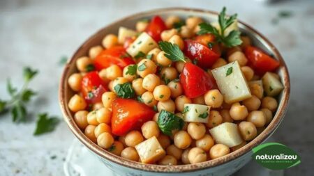Salada de grão de bico simples e deliciosa para o dia a dia