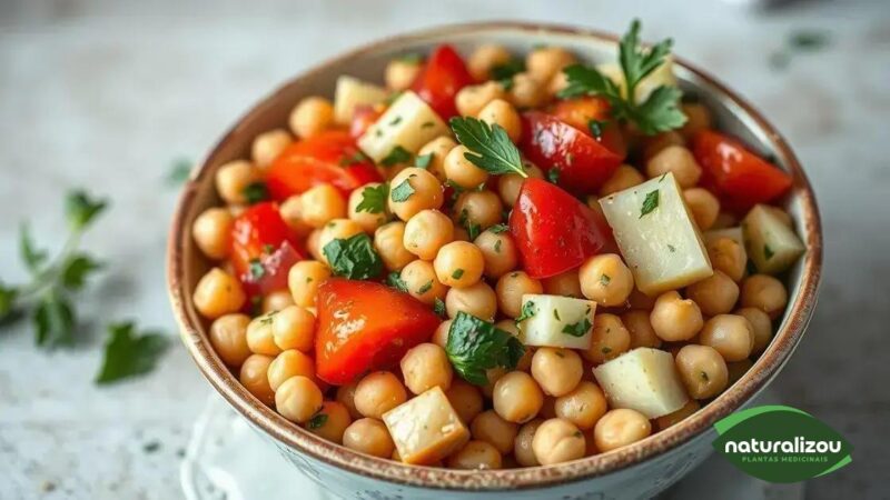 Salada de grão de bico simples e deliciosa para o dia a dia
