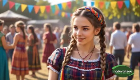 penteados para festa junina com tranças e fitas que vão transformar seu look