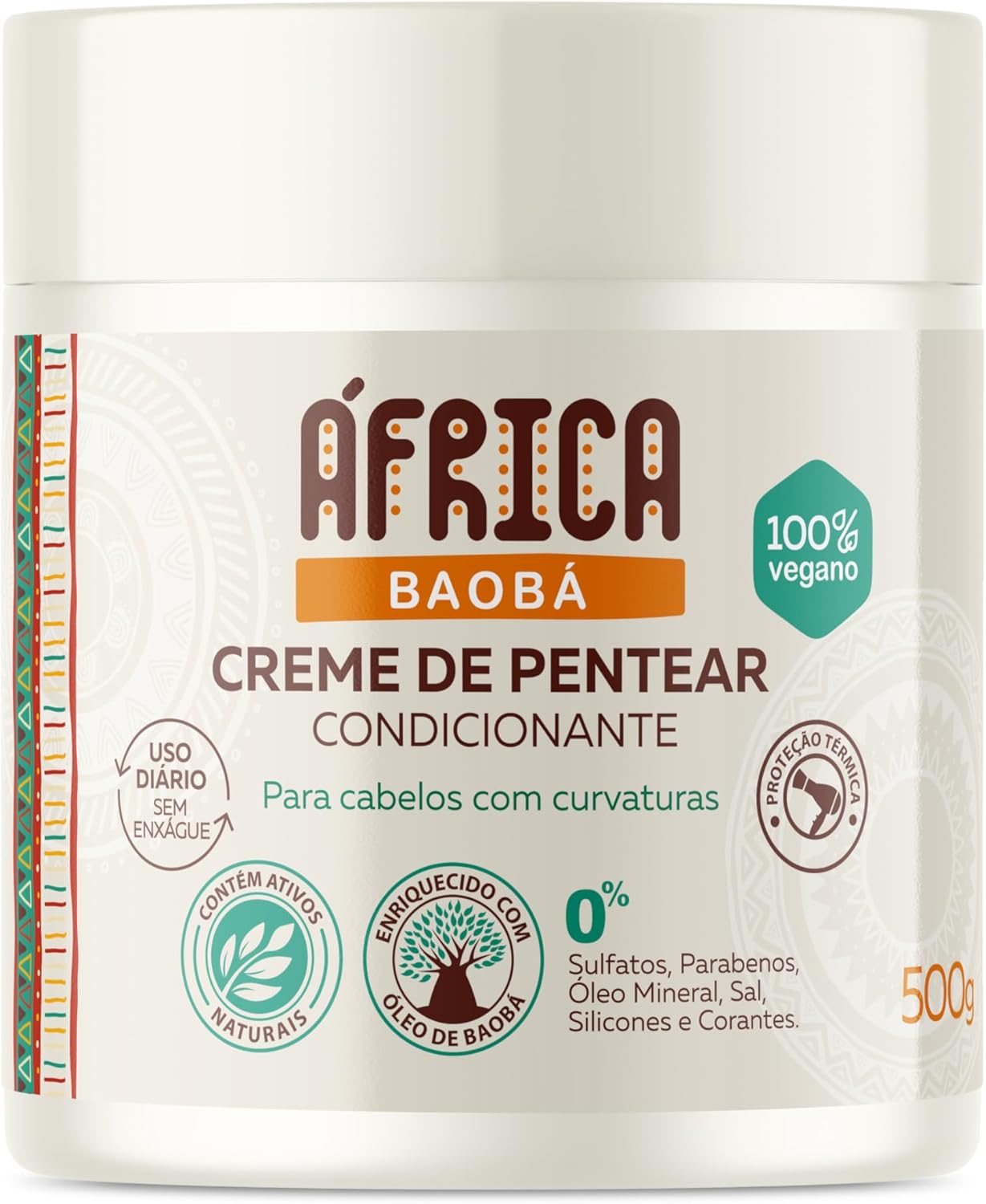 Ápice Creme de Pentear África Baobá | Hidratação, Definição e Proteção Térmica para Cabelos Cacheados, Crespos e Ondulados | 500g