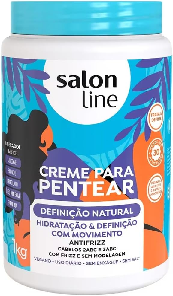 Salon Line, Creme de Pentear, Definição Natural, Vegano - Para Cabelos Ondulados e Cacheados, 1kg Salon Line, Creme de Pentear, Definição Natural, Vegano - Para Cabelos Ondulados e Cacheados, 1kg