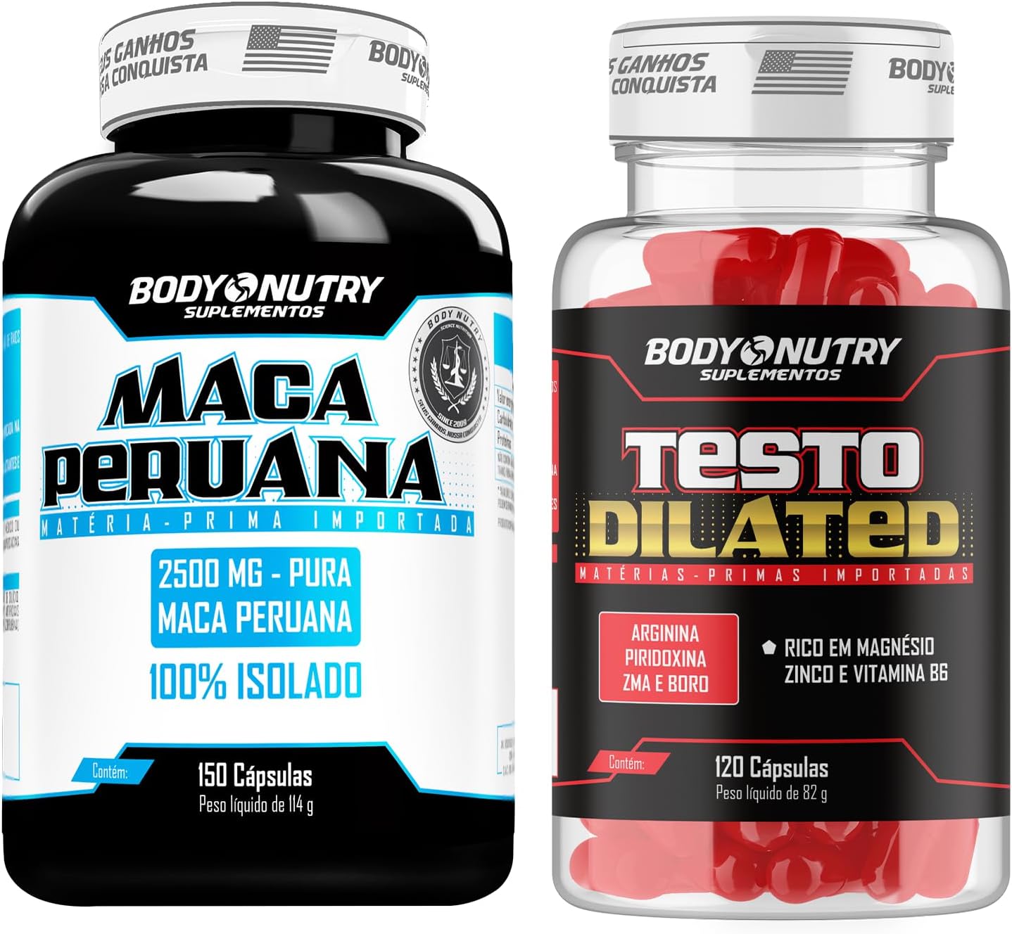 Kit Maca Peruana 2500mg 150 Capsulas Sem Gluten + Testo Dilated 120 Capsulas Vitaminas e minerais com Boro