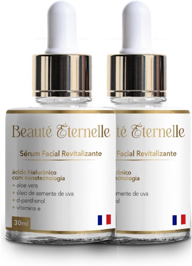Kit 2 Unidades Sérum Facial Hidratante Revitalizante Rejuvenescedor Beauté Éternelle 30ml com Ácido Hialurônico (Aloe Vera, Óleo de Semente de Uva, D-panthenol e Vitamina E) Kit 2 Unidades Sérum Facial Hidratante Revitalizante Rejuvenescedor Beauté Éternelle 30ml com Ácido Hialurônico (Aloe Vera, Óleo de Semente de Uva, D-panthenol e Vitamina E)