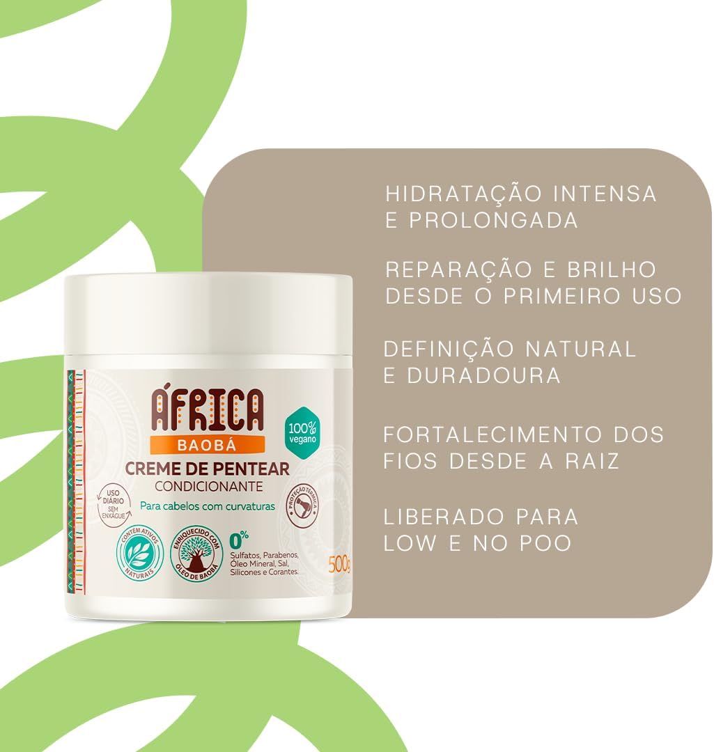 Imagem frontal de um produto com fundo branco, elementos gráficos em verde claro e bloco bege com texto à direita.