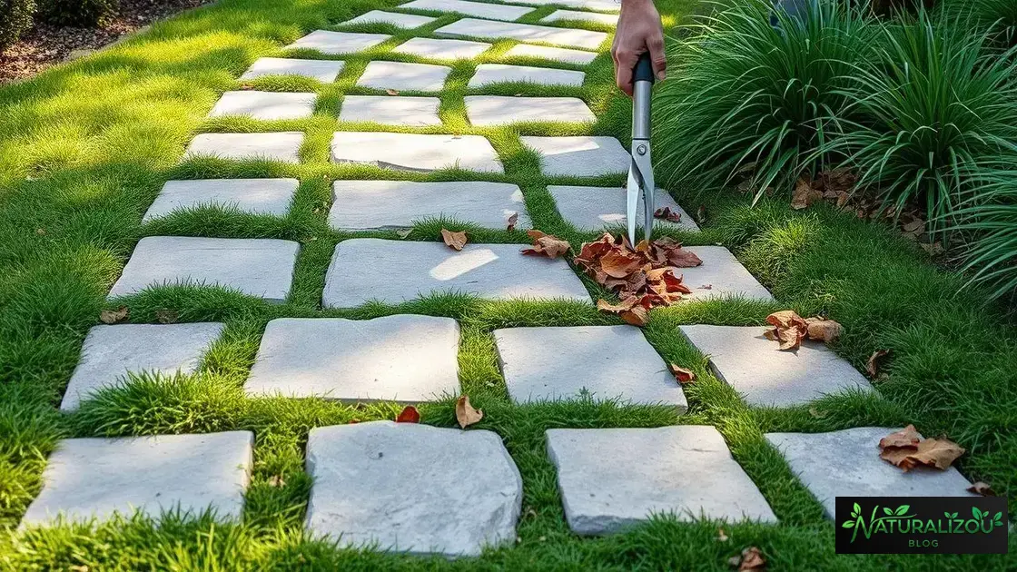 Manutenção prática de caminhos com pedras e grama