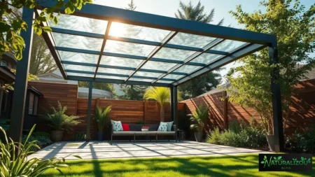 Projeto e construção de pergolado de metal com cobertura de vidro: transforma seu espaço hoje Projeto e construção de pergolado de metal com cobertura de vidro: transforma seu espaço hoje