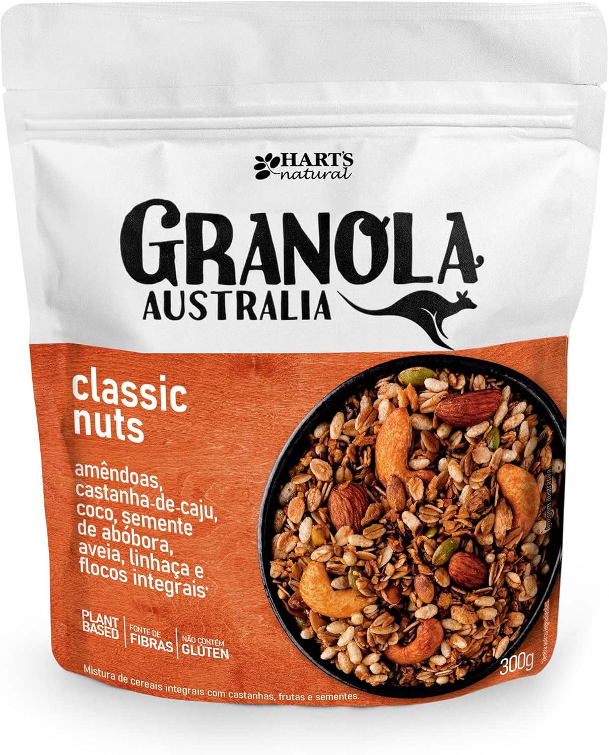 Hart's Natural Granola Australia Classic Nuts | Granola Sem Glúten, Sem Lactose, Vegano | 100% Natural | Alto em Fibras | Snack Saudável | 300g Hart's Natural Granola Australia Classic Nuts | Granola Sem Glúten, Sem Lactose, Vegano | 100% Natural | Alto em Fibras | Snack Saudável | 300g