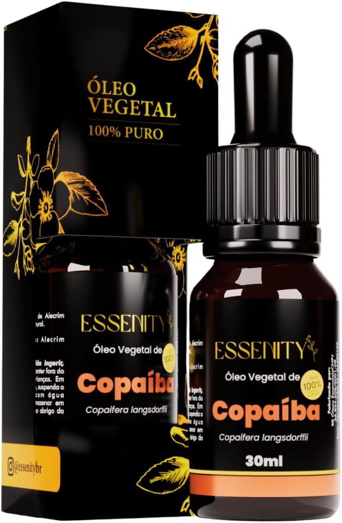 Óleo Vegetal de Copaíba, 100% Puro, Natural & Prensado a Frio – Anti‑inflamatório, Cicatrizante, Pele, Cabelo e Unhas 30 ml – ESSENITY