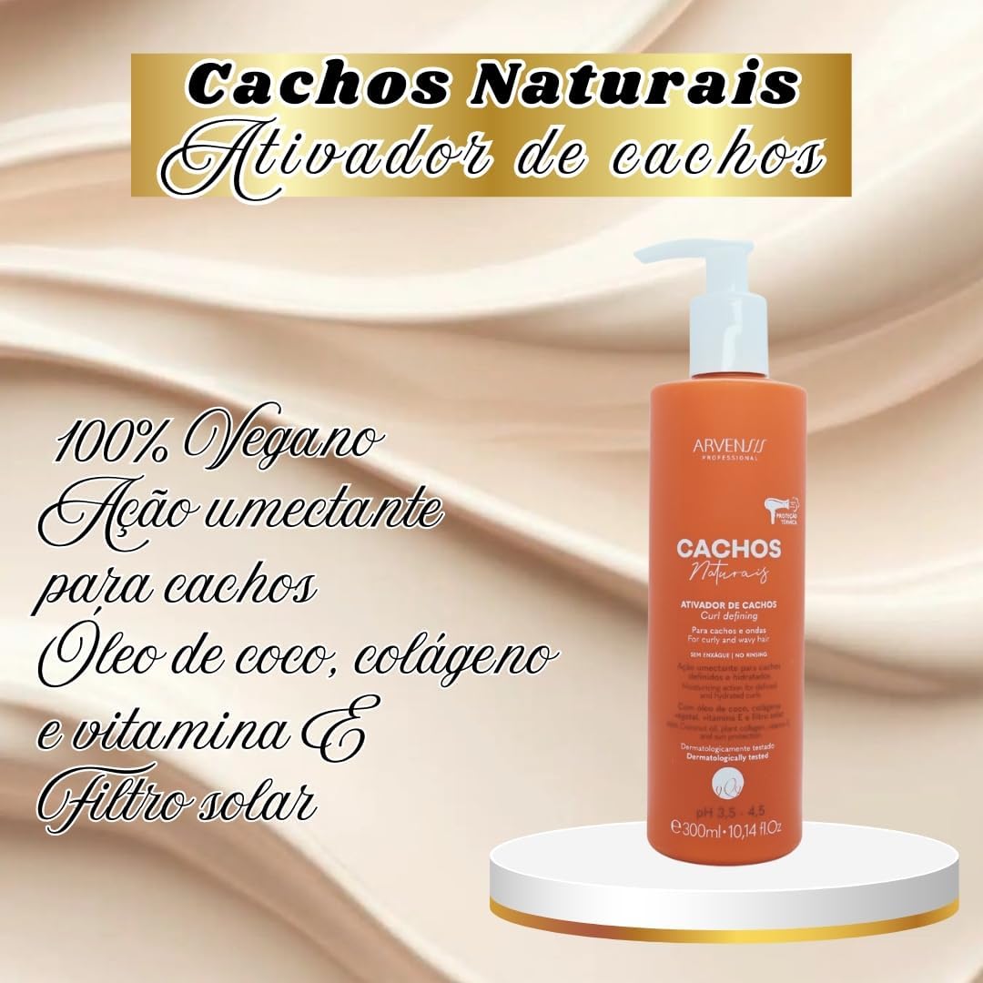 Imagem frontal do produto sobre fundo em tons bege claros com efeito ondulado.