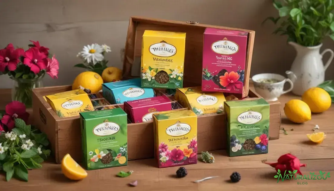 diferentes sabores presentes na caixa de chá twinings