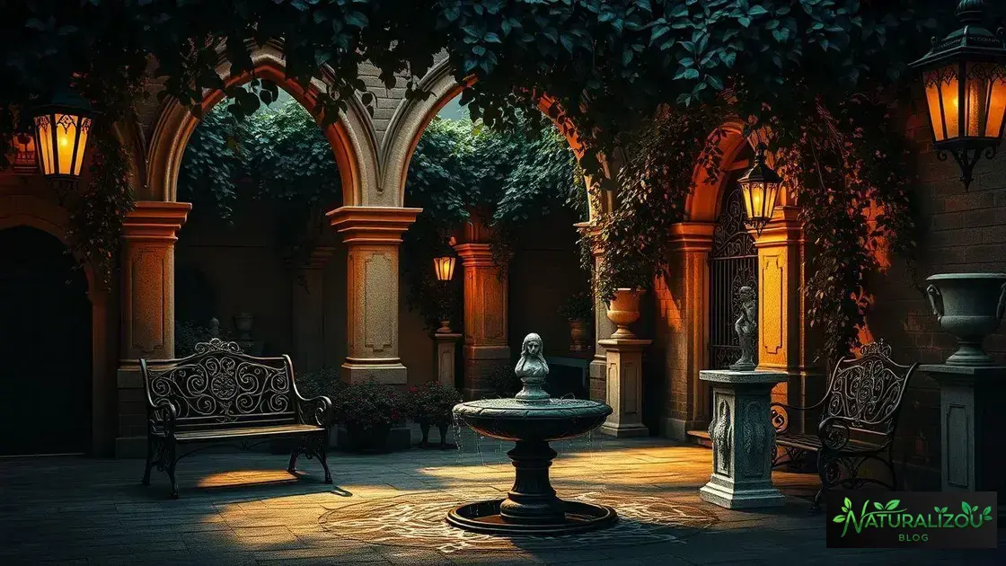 Elementos decorativos que complementam o jardim gótico