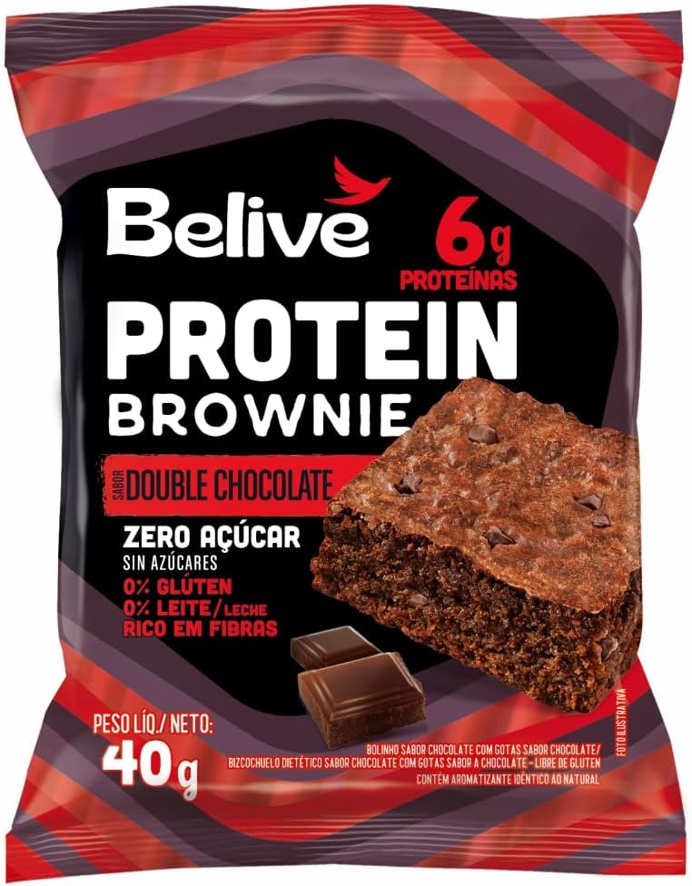 Brownie Proteico Double Chocolate Sem Açúcar Sem Glúten Sem Leite Belive 40g Brownie Proteico Double Chocolate Sem Açúcar Sem Glúten Sem Leite Belive 40g