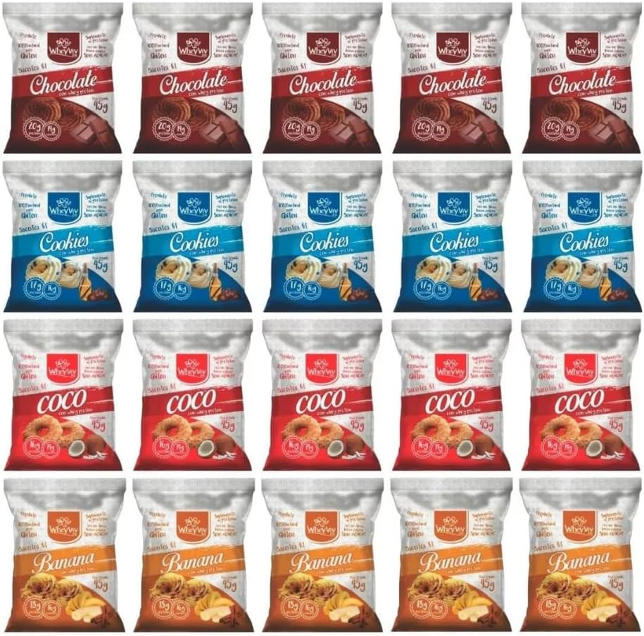 Kit20 Wheyviv Biscoitos Bolachas Fit Com Whey Protein 45g