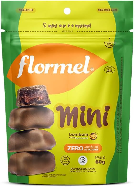 Mini Bombom com Banana FLORMEL Zero Açúcar 60 Gramas