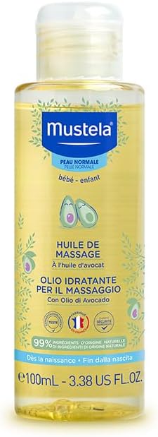 Mustela Óleo de Massagem - Hidrata a pele dos bebês, 99% de ingredientes de origem natural, 100ml, Mustela Bebê e Criança, 100 ml