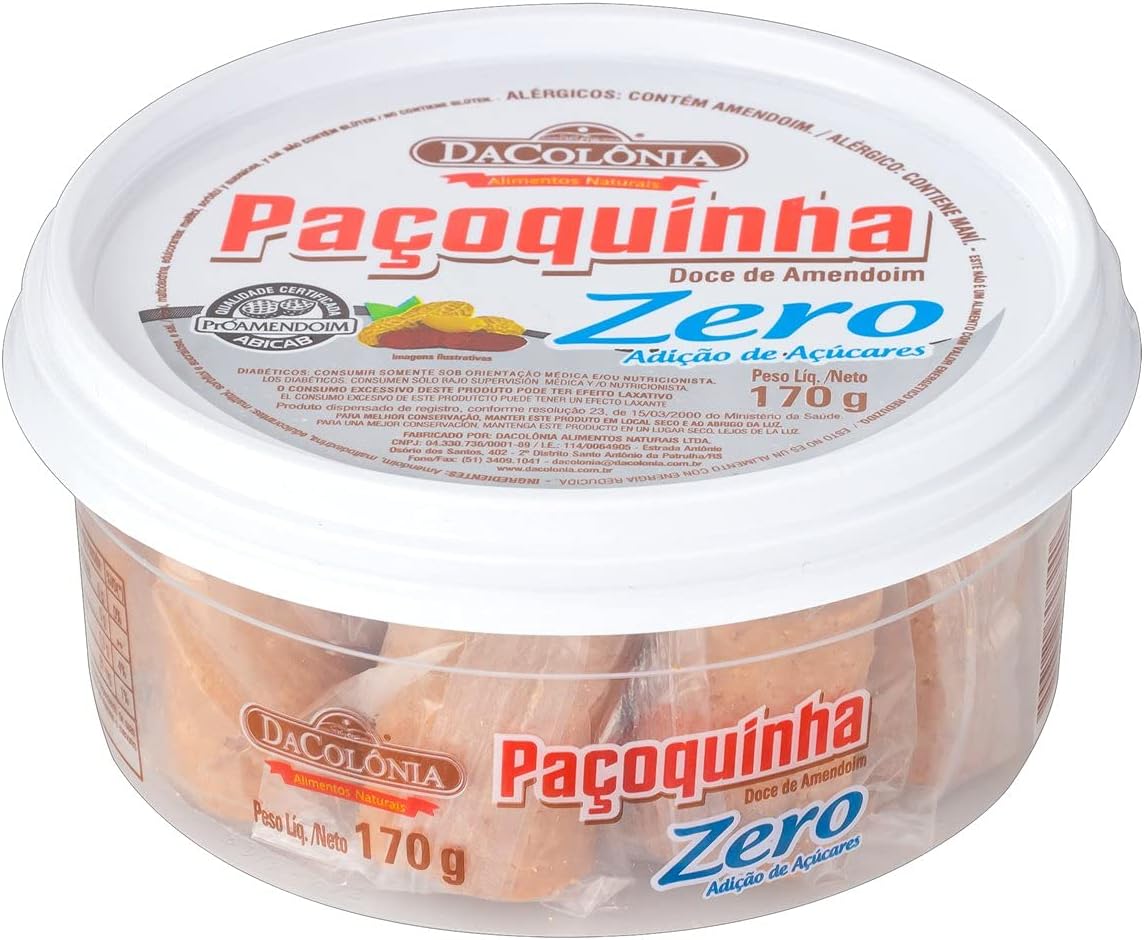 Da Colonia Paçoquinha Rolha Zero Adição De Açúcares 170G Da Colonia Paçoquinha Rolha Zero Adição De Açúcares 170G