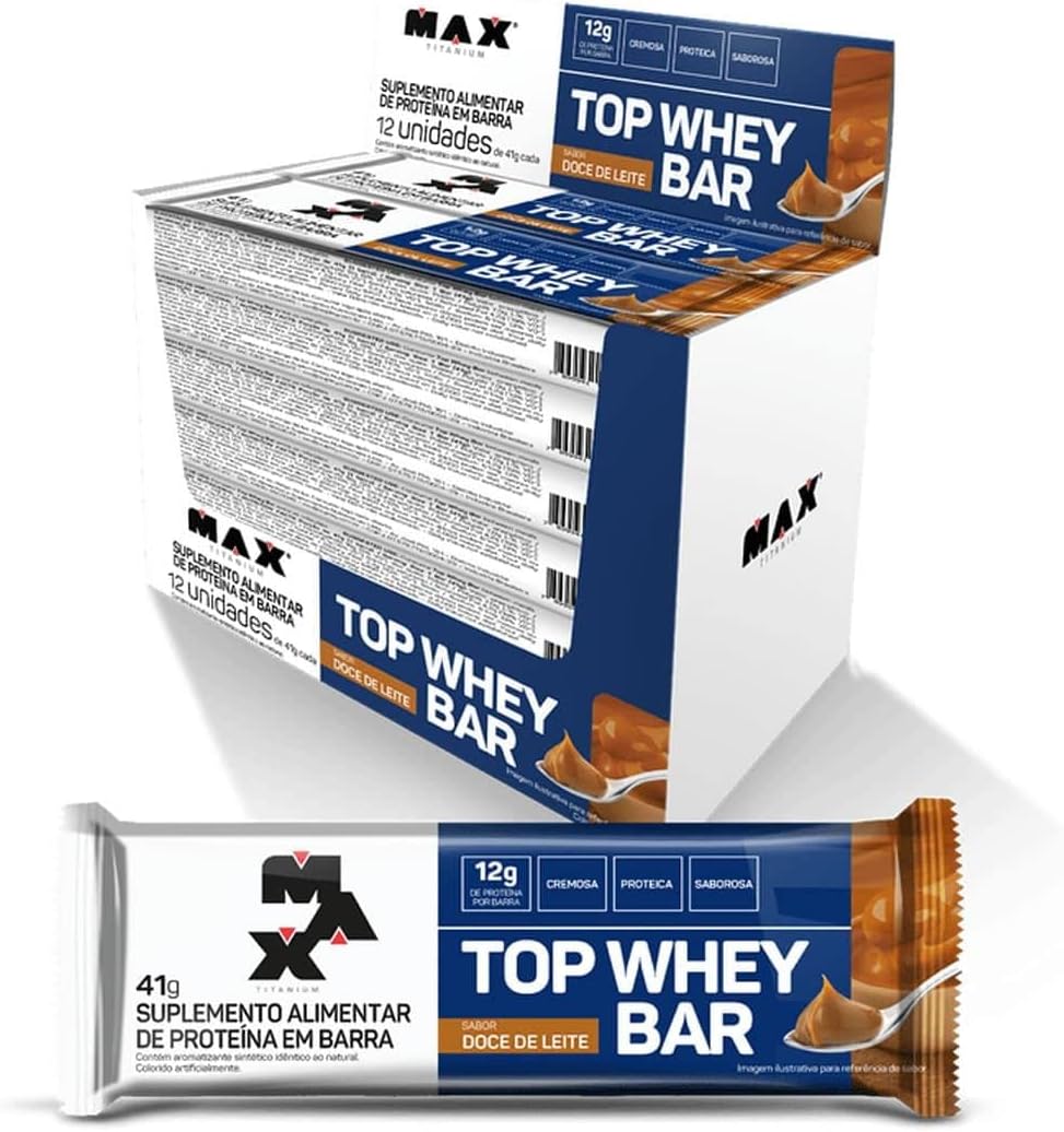 Max Titanium Top Whey Bar 12 Unidades De 41G (Doce De Leite) Max Titanium Top Whey Bar 12 Unidades De 41G (Doce De Leite)
