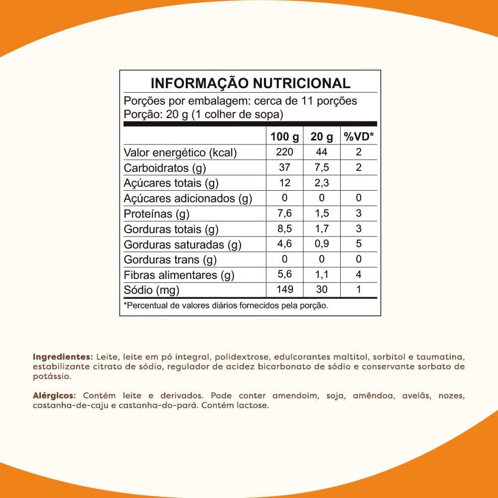 Imagem frontal de um pote de pasta com fundo branco e faixas curvas laranja na parte superior e inferior.
