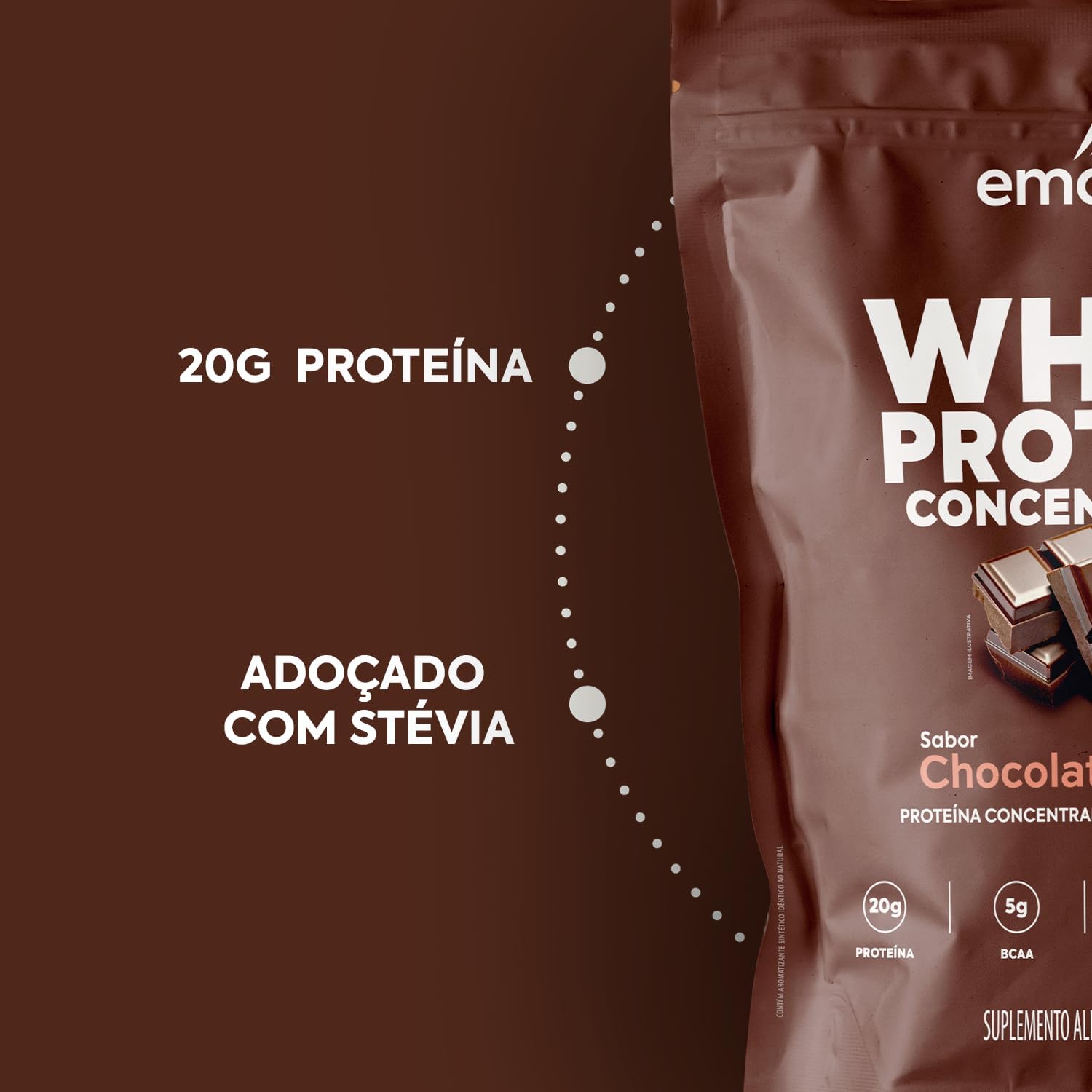 Imagem frontal do produto com fundo liso marrom, combinando com a cor da embalagem.