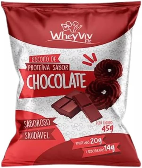 Embalagem de biscoitos vista de frente, com fundo branco decorado com pequenos desenhos de biscoitos em cinza claro.