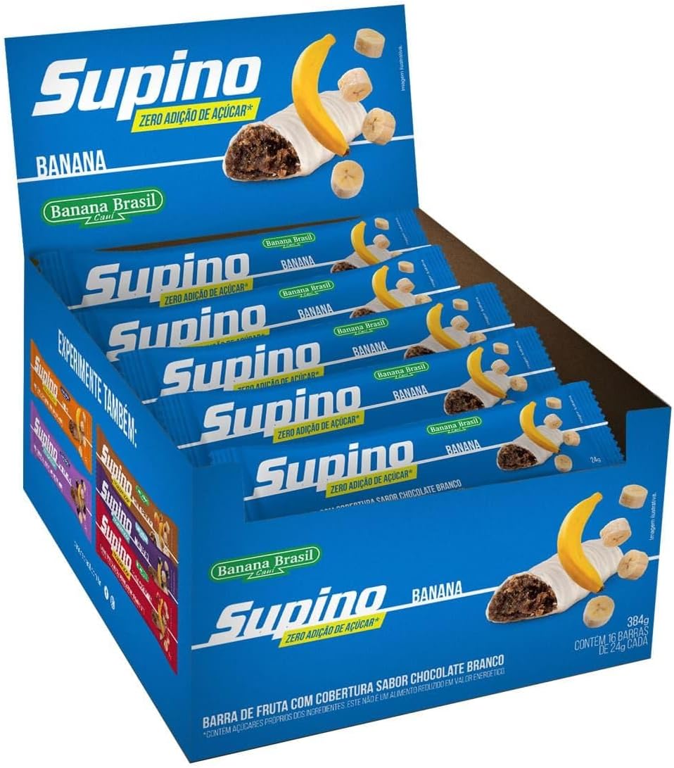 Banana Brasil Barra De Frutas Zero Banana Branco Com 16 Unidades De 24G