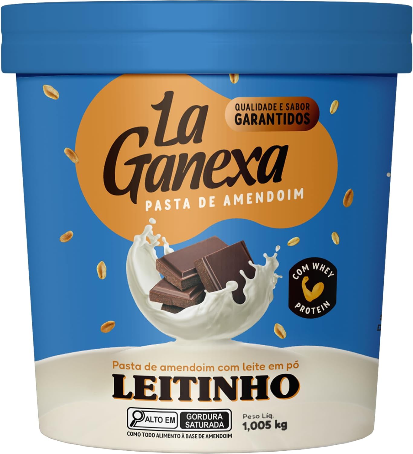 Pasta de Amendoim Integral Gourmet (1,05kg), Leitinho c/ Whey Protein, La Ganexa