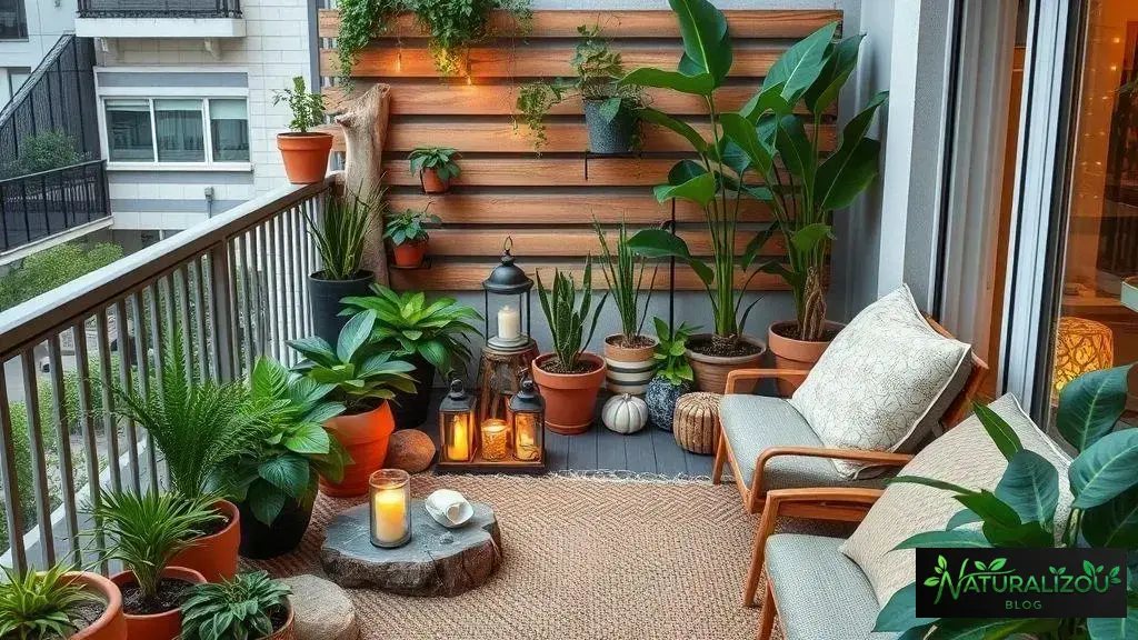 Combinação de elementos naturais e objetos decorativos