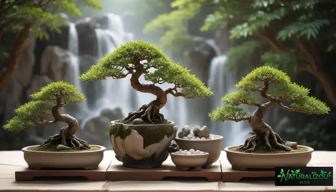 Diferentes Estilos e Tamanhos de Bonsai