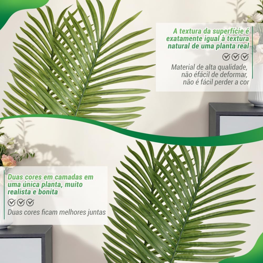 Imagem frontal de uma planta com fundo neutro e um vaso com flores.