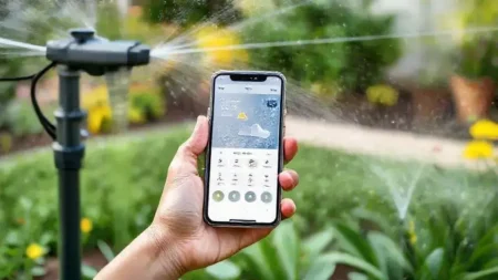 irrigação inteligente controlada por Wi-Fi e previsão do tempo para sua planta