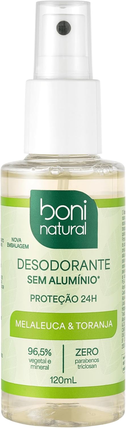 Desodorante Natural e Vegano com óleos essenciais de Melaleuca e Toranja, 24h de proteção, Sem Alumínio, Sem Parabeno, Boni Natural, Transparente Desodorante Natural e Vegano com óleos essenciais de Melaleuca e Toranja, 24h de proteção, Sem Alumínio, Sem Parabeno, Boni Natural, Transparente