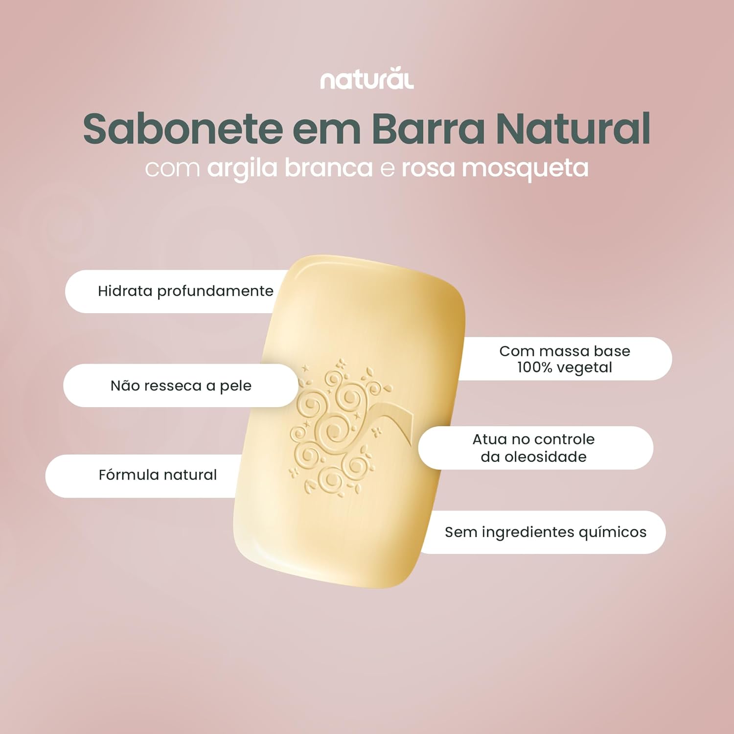 Imagem frontal do produto em fundo rosa suave. Imagem frontal do produto em fundo rosa suave.