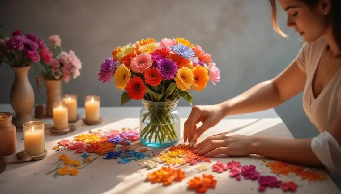 Escolhendo e arranjando as flores com harmonia