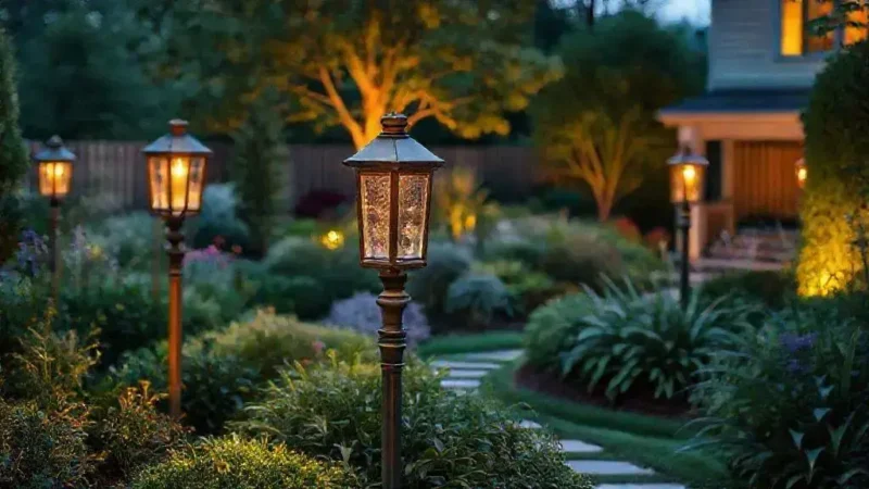 paisagismo com postes decorativos de jardim que transformam seu espaço