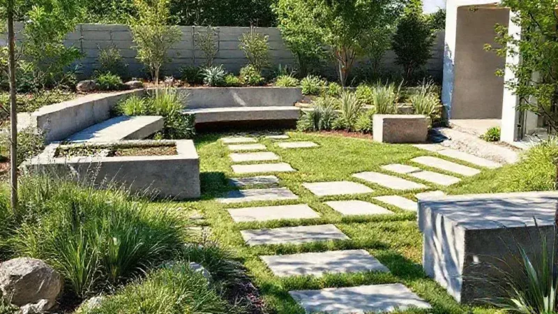 uso de concreto aparente no paisagismo: descubra como inovar no jardim
